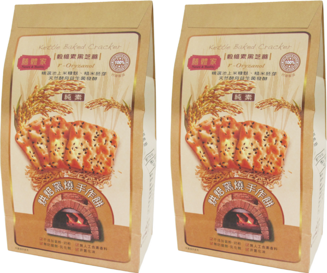 膳體家 烘焙窯燒手作餅 穀維素黑芝麻, 270g, 2包