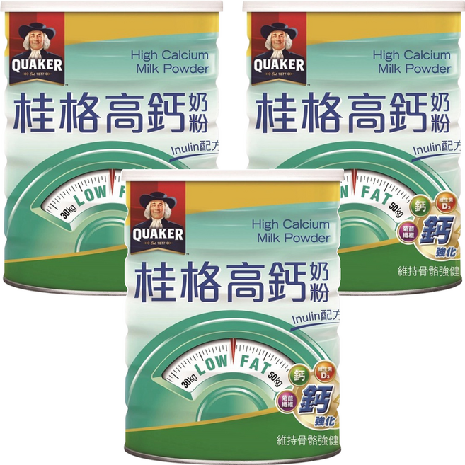 QUAKER 桂格 高鈣奶粉 Inulin配方, 750g, 3罐