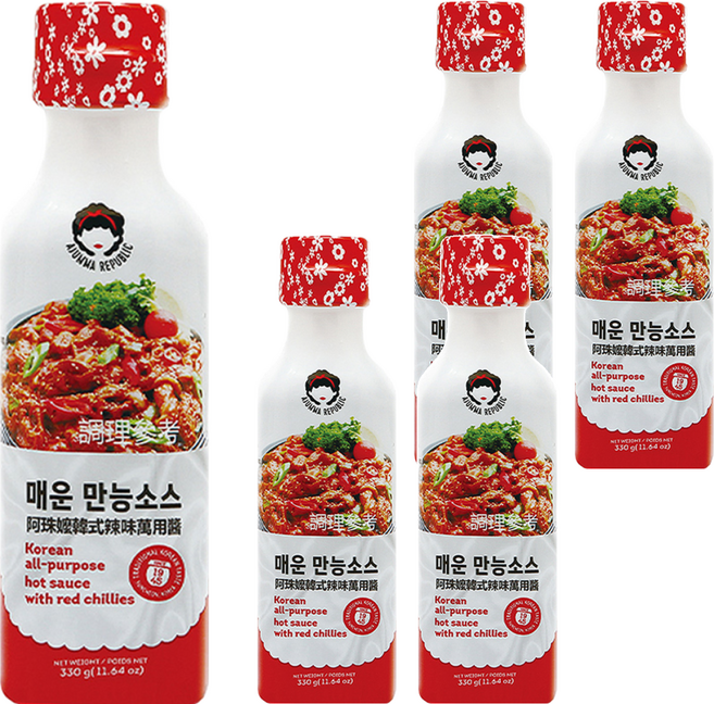 AJUMMA REPUBLIC 阿珠嬤 韓式辣味萬用醬, 330g, 5瓶