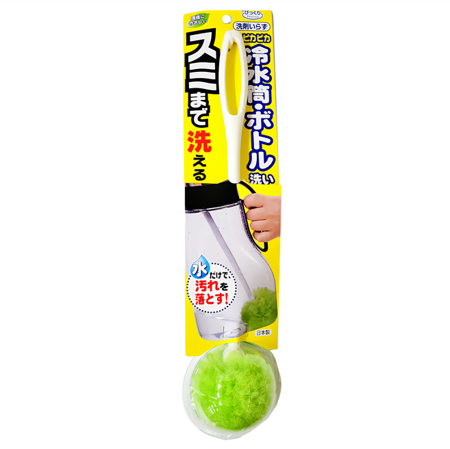 SANKO 日本製 免洗劑 長柄球型 奶瓶 保溫瓶 瓶杯刷 BL-45，總長37cm，頭部直徑7cm 綠色 1支
