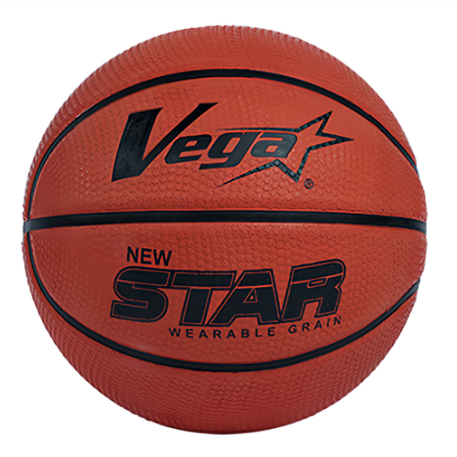 台灣 Vega ALL STAR 耐磨星星顆粒橡膠籃球 亮橘色, OBR-736S, 1個