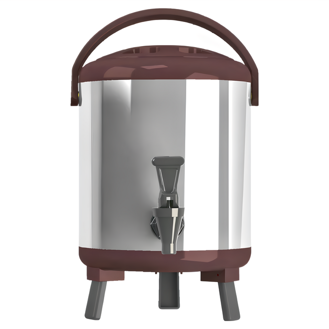 WORTH IT 渥思 日式不鏽鋼保溫茶桶 WT100-08-BR 內膽304不鏽鋼 外殼430不鏽鋼 台灣產, 可可棕, 8L, 1個