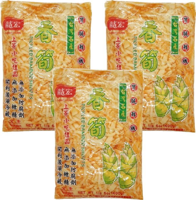 龍宏 香筍 台灣本產高山筍 軟嫩爽脆 全素食品, 600g, 3包