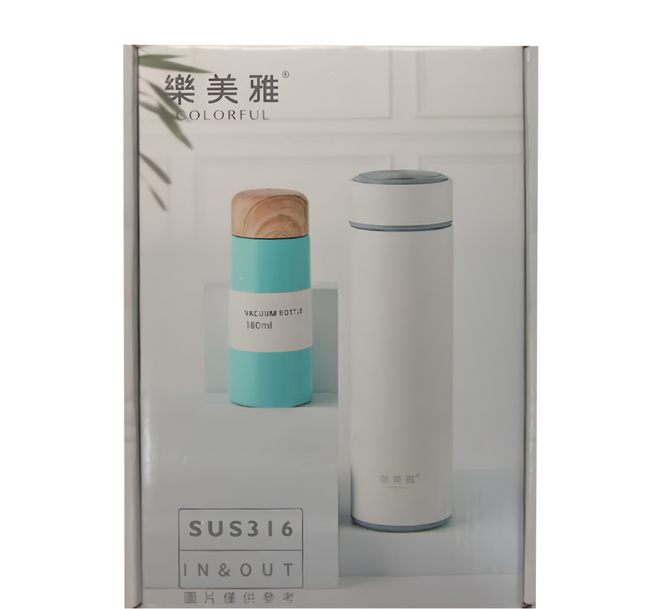 Luminarc 樂美雅 316保溫杯2入組 450ml + 180ml, 白色 + 藍色, 1組