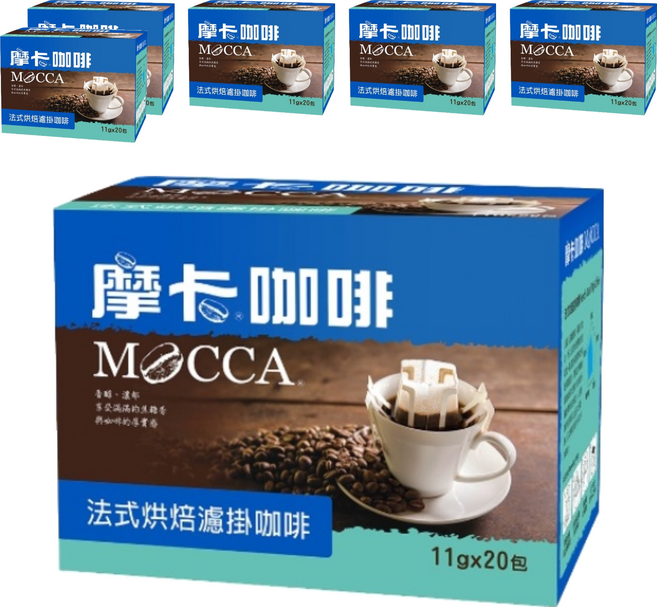 MOCCA 摩卡 法式烘焙濾掛咖啡, 11g, 20包, 6盒