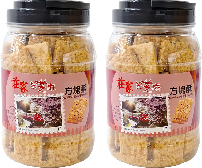 莊家 黑芝麻方塊酥, 2罐, 450g