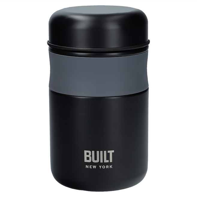 BUILT 專業食品保溫瓶 15.5 x 9cm, 黑色, 490ml, 1個