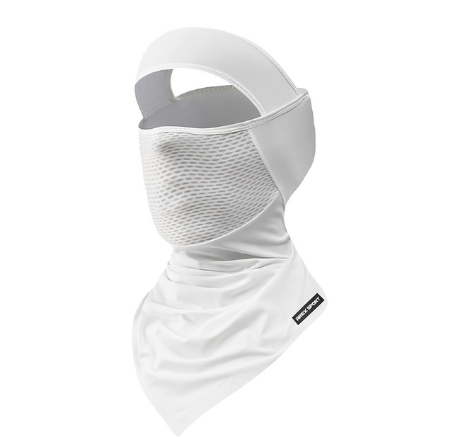 AREX SPORT 戶外騎行防曬冰絲面罩 親膚透氣網眼護臉脖圍三角巾, 純淨白, 1件