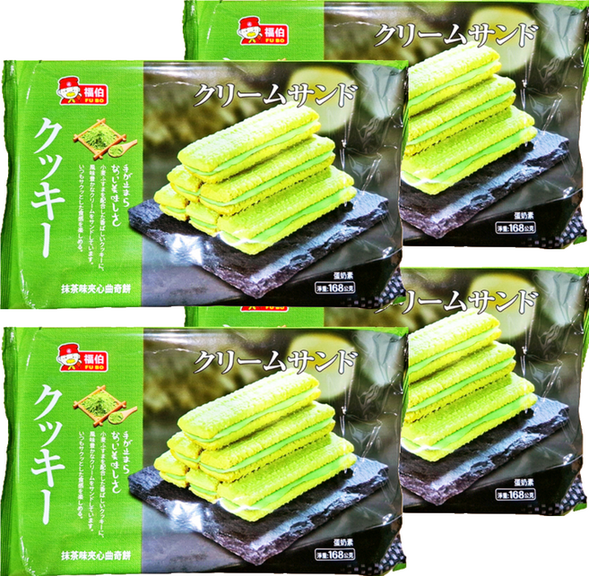 福伯 抹茶味夾心曲奇餅, 168g, 4包