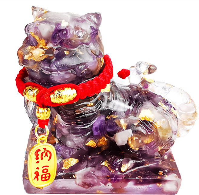 財神虎爺擺件 約6.2公分x6.2公分x4公分, 紫水晶, 1個