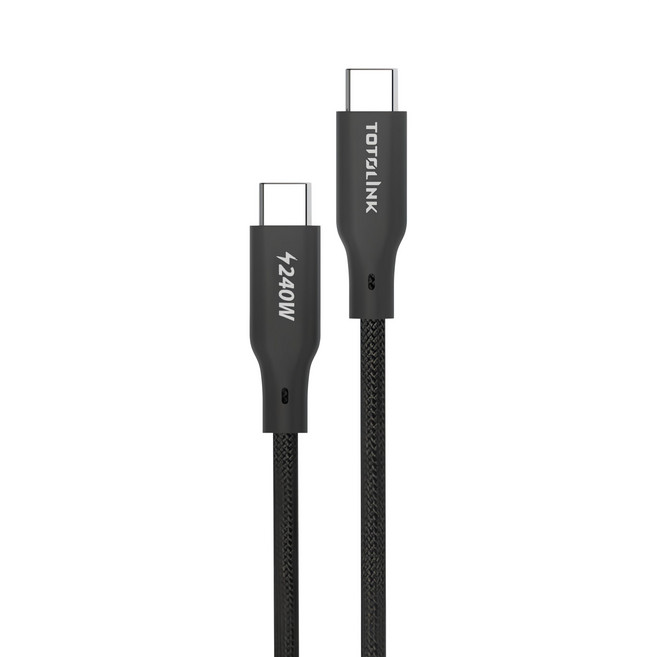 TOTOLINK USB-C to USB-C 強韌快充傳輸編織線 240W, 1m, 日蝕黑, 1條
