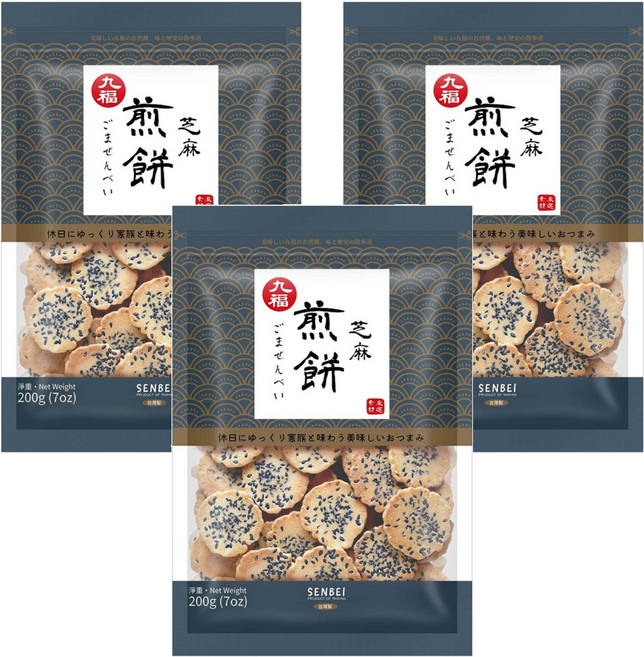 九福 芝麻煎餅 200g 濃郁芝麻香 酥脆可口零嘴, 3包