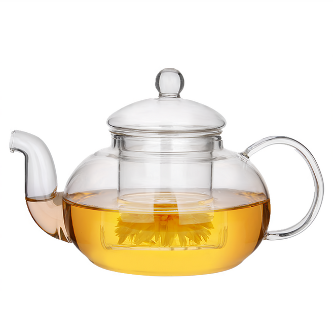 FOREVER 英式耐熱玻璃濾網花茶壺, 透明色, 800ml, 1個