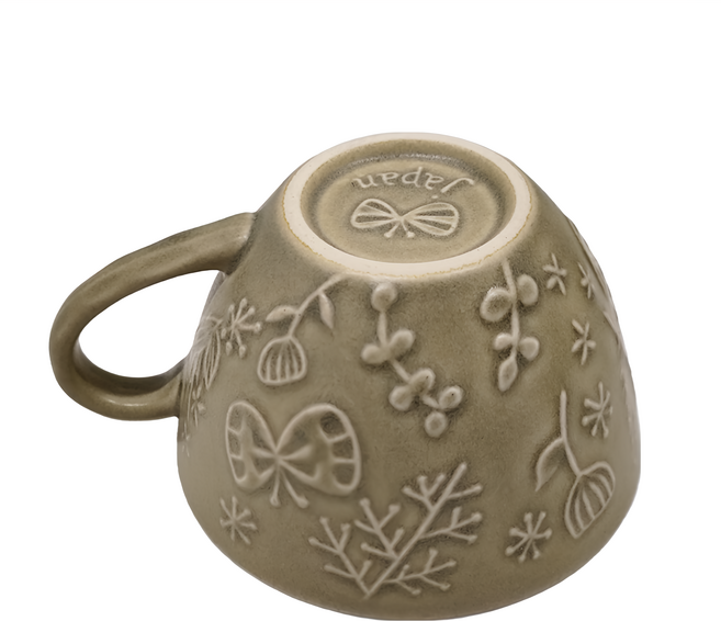 SAWATOUKI 佐和陶瓷 拿鐵杯 12.8 x 10.5 x 16.5cm 260ml, 棕花飛蝶舞, 1個