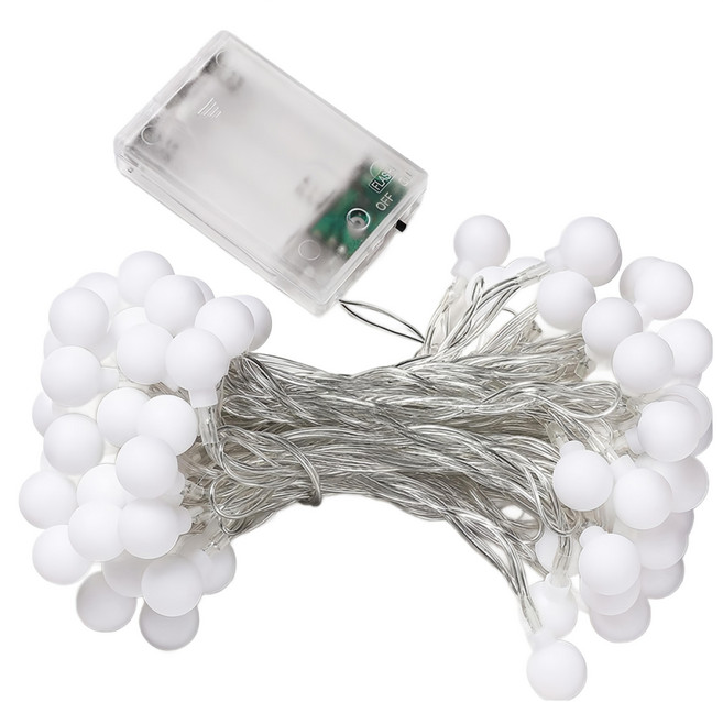 80顆燈 兩段亮度 戶外LED燈串 電池版 10m, 1組, 白色