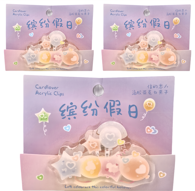 CARD LOVER 信的戀人 壓克力夾子 3個, 繽紛假日, 1組