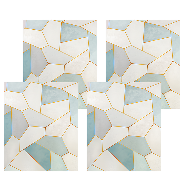 半島良品 抗UV防曬靜電貼/窗貼 4捲, 幾何 藍色 + 白色 + 金色