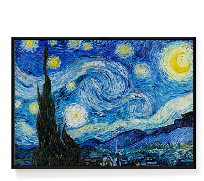 菠蘿選畫所 梵谷 星夜 掛畫 黑色 42 x 59.4cm 客廳臥室 拍照佈景 AVAR4613B