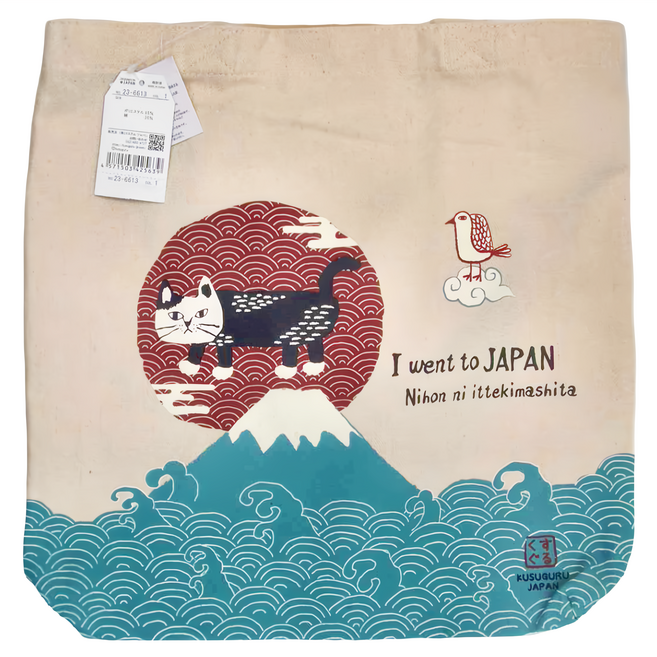 kUSUgURU JAPAN 日本眼鏡貓 肩背包 JAPAN X KUSUGURU日本限定觀光主題系列 帆布手提肩背兩用包 KJB2307019