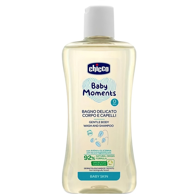 chicco 寶貝嬰兒溫和植萃洗髮沐浴露 初生寶寶專用, 200ml, 1瓶