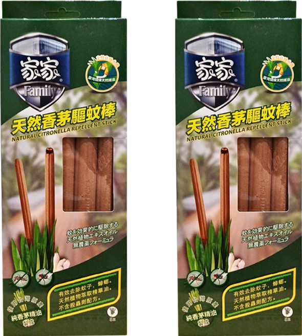 Family 家家 天然香茅驅蚊棒 5支, 175g, 2盒