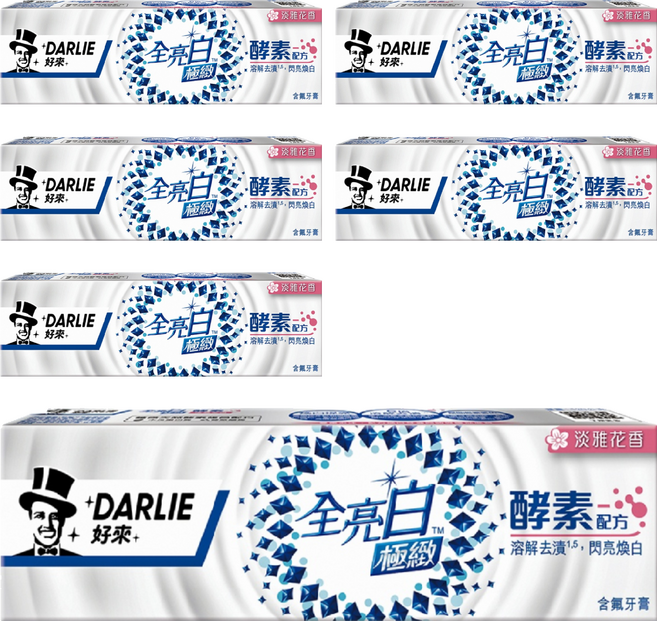 DARLIE 好來 全亮白極緻酵素淡雅花香牙膏, 120g, 6條