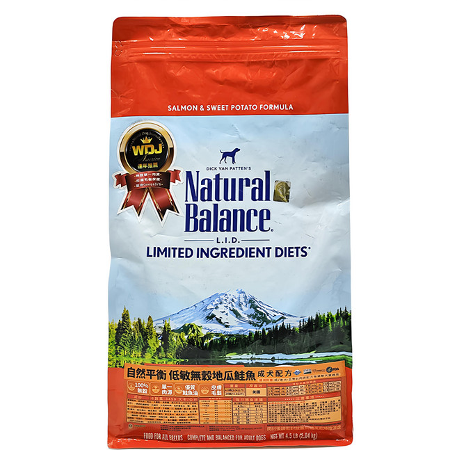 NATURAL BALANCE 低敏無穀成犬配方, 2.04kg, 1袋, 地瓜 + 鮭魚