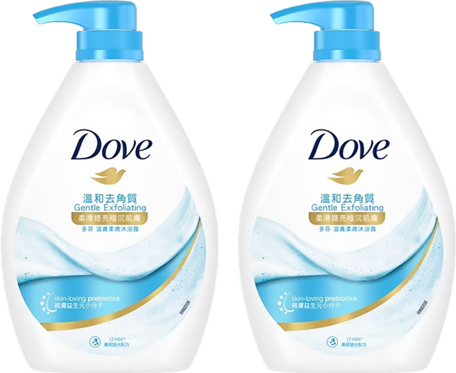 Dove 多芬 滋養柔膚沐浴露 溫和去角質 柔滑 提亮暗沉肌膚, 900g, 2瓶