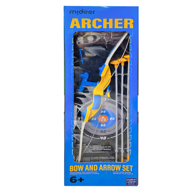 mideer 兒童擬真吸盤弓箭套組 6歲以上, 藍黃色, 1組
