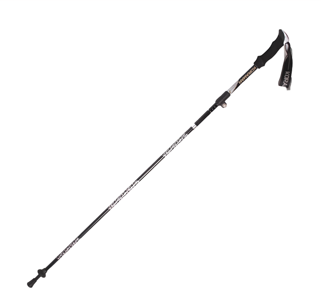 KORAMAN 酷然 碳纖維5節摺疊登山杖 僅重235克 摺疊便攜 四重鎖緊系統 安全保障 適合健走 登山 露營 滑雪, 黑色, 1支