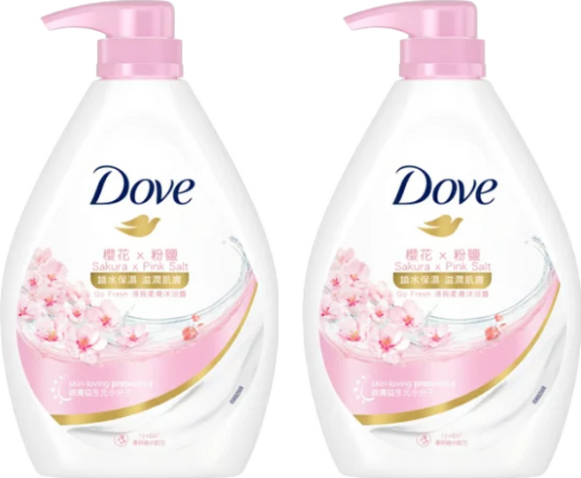 Dove 多芬 沐浴乳 櫻花 粉鹽, 900g, 2瓶