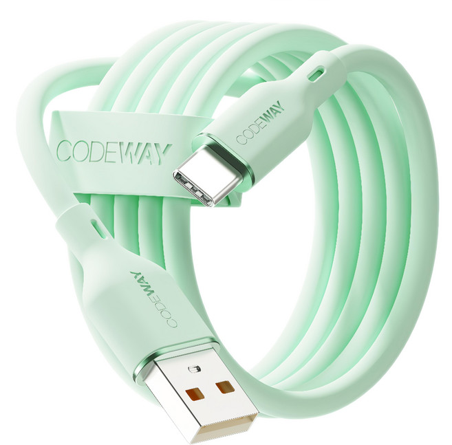 CODEWAY PALLET 系列 USB-A-USB-C 快充充電線, 薄荷綠色, 1條, 2m