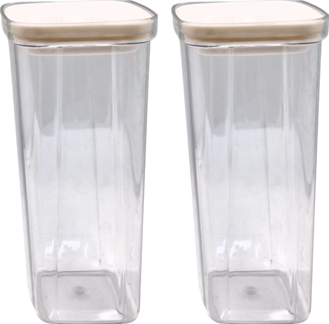 真空旋扣式密封罐 白蓋 + 透明罐 時尚白, 2個, 2 個容器 + 2 個蓋子