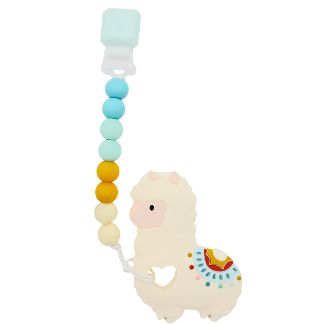 Loulou LOLLIPOP 固齒器奶嘴鍊組 6個月以上, 鏈夾 + 固齒器, 民族風草泥馬, 1組