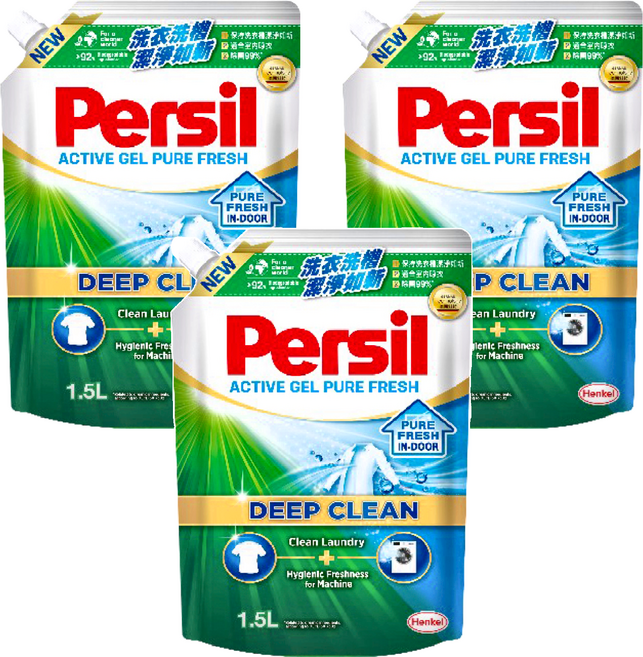 Persil 寶瀅 台灣公司貨 深層酵解洗衣凝露 補充包 室內晾衣, 1.5L, 1包, 3包