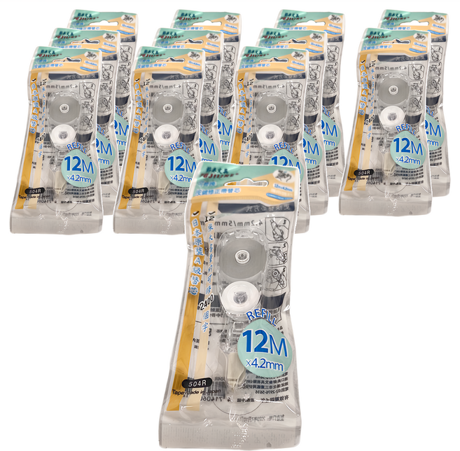 TEMPO 節奏牌 FUJILINE 504R按鍵式修正代替芯 4.2mm x 12M, 透明色, 12個