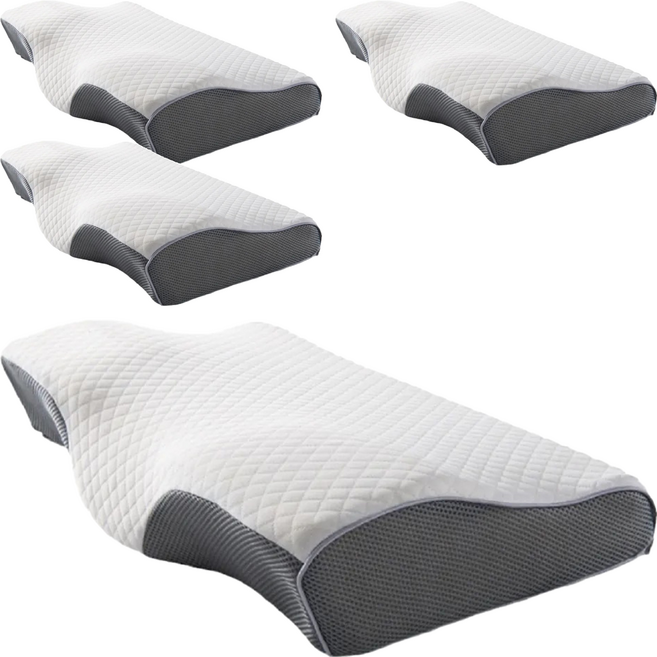HONDONI 人體工學4D蝶型止鼾護頸低眠枕頭 Z1-EY, 沉靜灰, 4個