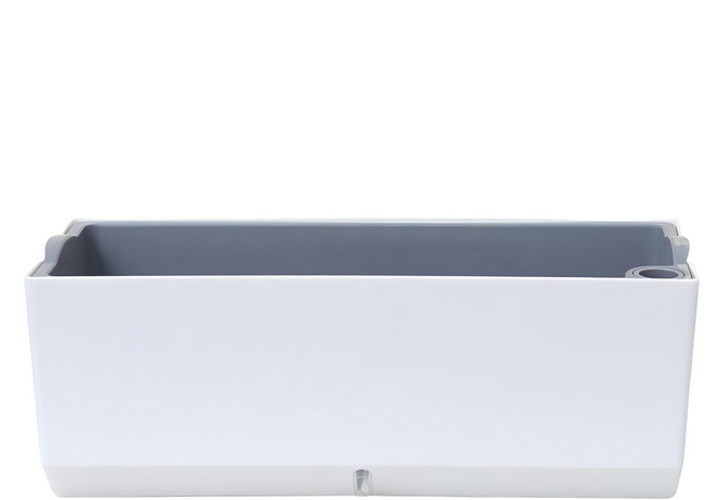 品屋 菱形長條儲水花盆 菱形長條款 + 棉繩 2條, 簡約白, 1組