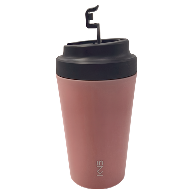 KNS 康納斯 真陶瓷內膽 清凌咖啡杯 380ML, 粉色, 1個