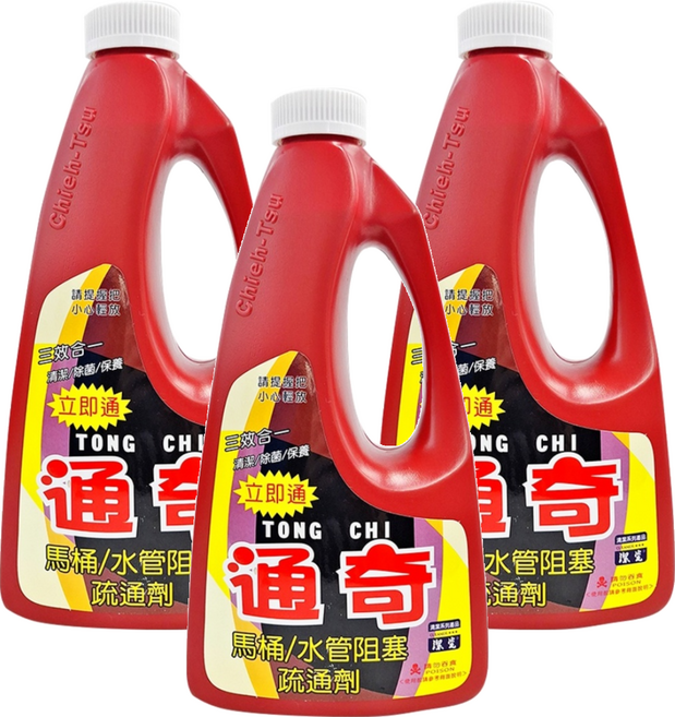 通奇 馬桶/水管阻塞疏通劑, 1L, 3瓶