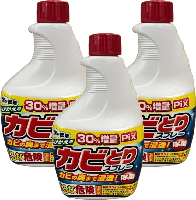 Lion Chemical 獅子化學 Pix 浴廁用泡沫清潔噴霧 大容量補充瓶, 520g, 3瓶