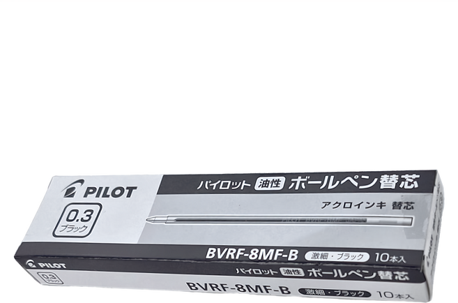 PILOT 百樂 輕油替芯0.3 BVRF-8MF-8, 黑色, 10支