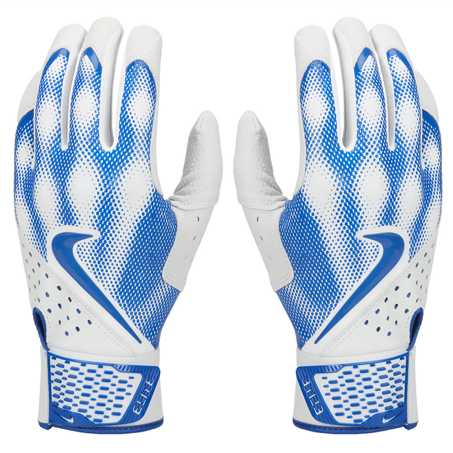NIKE 耐吉 ALPHA ELITE BG 打擊手套 N1004380121LG, 藍白色, 1雙