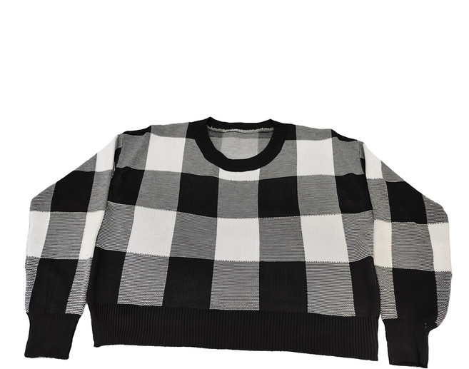 女款 顯瘦針織大格紋長袖