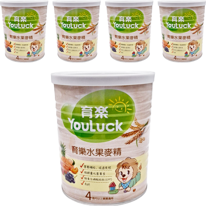 YouLuck 育樂 麥精, 水果, 280g, 5罐