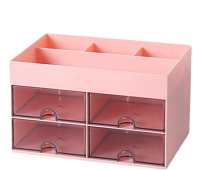 雙格多功能收納筆筒 F0686-01, 粉色, 1個