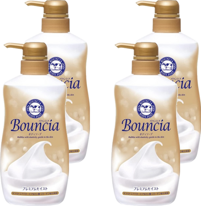 COW STYLE 牛乳石鹼 Bouncia 極致水潤沐浴乳, 4瓶, 460ml