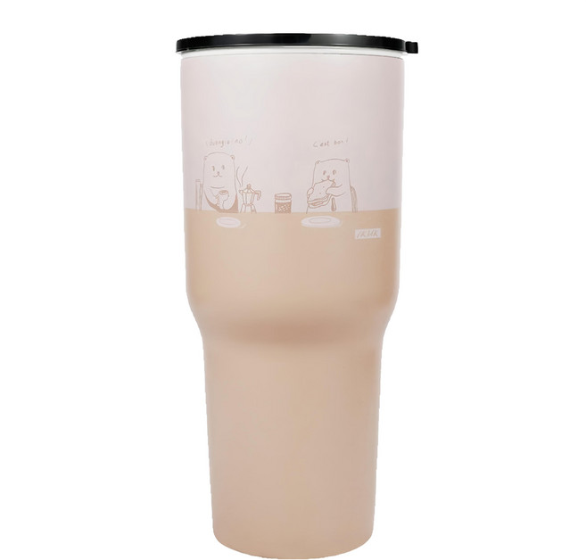 IKUK 艾可 台灣公司貨 陶瓷保溫珍奶杯, 厚片奶茶, 900ml, 1個