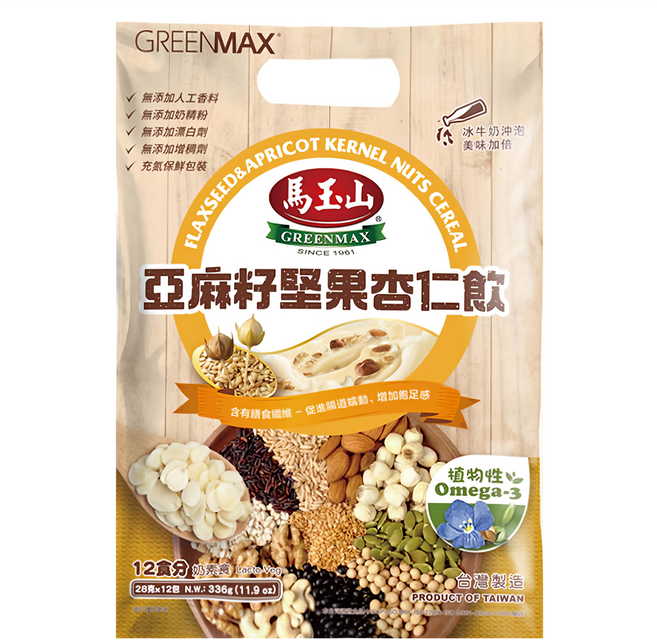 馬玉山 亞麻籽堅果杏仁飲 12包, 336g, 1袋