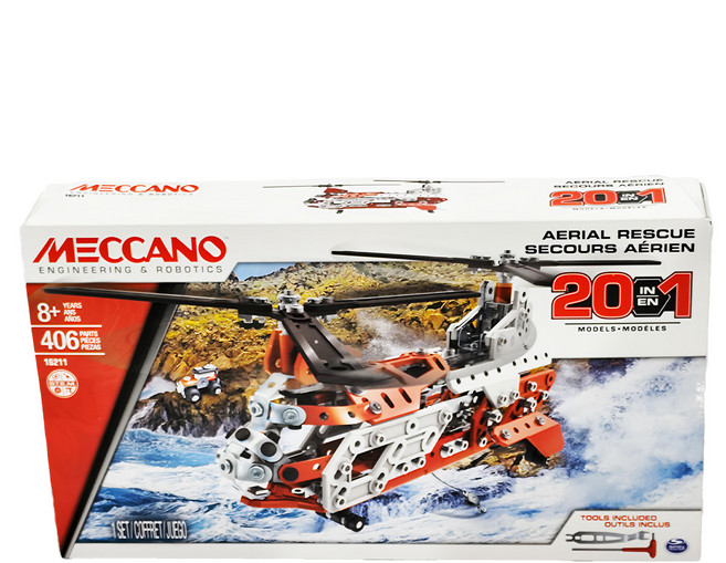 SPIN MASTER Meccano 麥卡諾 20合1救援直升機 含組裝說明書 8歲以上 406pcs, 1盒, 救援直升機